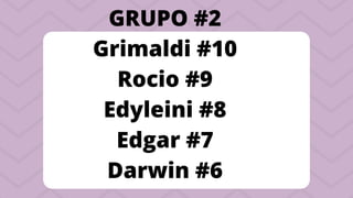 GRUPO #2
Grimaldi #10
Rocio #9
Edyleini #8
Edgar #7
Darwin #6
 