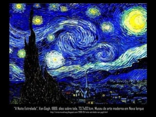 “A Noite Estrelada”, VanGogh, 1889, óleo sobre tela, 73.7x92.1cm, Museu de arte moderna em Nova Iorquehttp://arsturmundrang.blogspot.com/2009/01/noite-estrelada-van-gogh.html