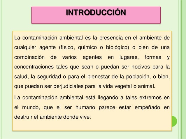 Contaminacion del medio ambiente