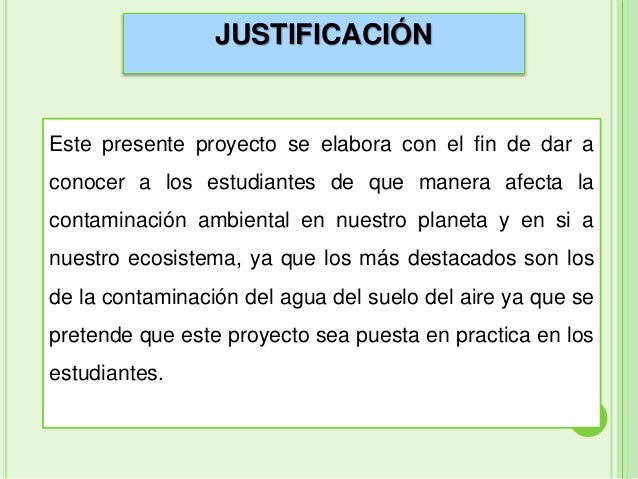Justificacion De Un Proyecto Sobre La Contaminacion Del Agua