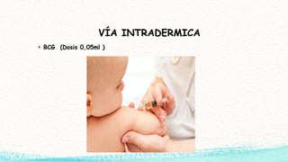 VÍA INTRADERMICA
• BCG (Dosis 0,05ml )
 