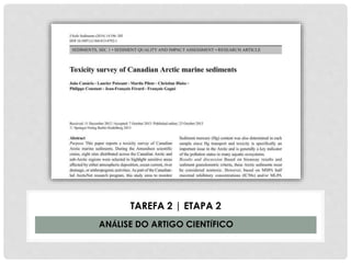 TAREFA 2 | ETAPA 2
ANÁLISE DO ARTIGO CIENTÍFICO
 