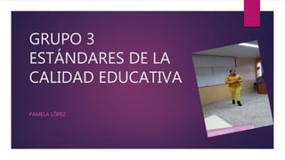 GRUPO 3
ESTÁNDARES DE LA
CALIDAD EDUCATIVA
PAMELA LÓPEZ
 