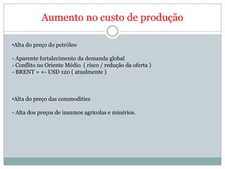 Por que o BC está elevando a SELIC ? CRESCIMENTO OFERTA CRESCIMENTO DEMANDAA taxa de crescimento da oferta é menor do que a taxa de crescimento da demanda INFLAÇÃO