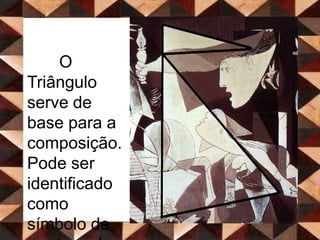 A Pomba simboliza uma metáfora da Paz, ou seja, pretende demonstrar a destruição. 