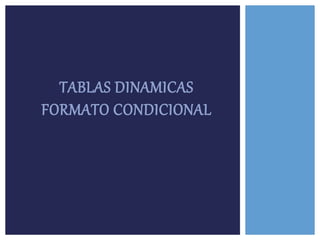 TABLAS DINAMICAS
FORMATO CONDICIONAL
 