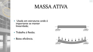 MASSA ATIVA


Usada em estruturas onde é
importante se manter
linearidade;



Trabalha á flexão;



Baixa eficiência.

 
