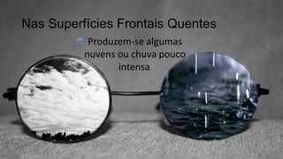Nas Superfícies Frontais Quentes
 Produzem-se algumas
nuvens ou chuva pouco
intensa.
 