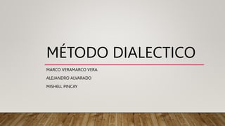 MÉTODO DIALECTICO
MARCO VERAMARCO VERA
ALEJANDRO ALVARADO
MISHELL PINCAY
 