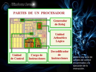 genera una serie de
señales de control
encaminadas a la
ejecución de la
instrucción.
 