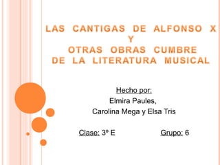 Hecho por:
         Elmira Paules,
    Carolina Mega y Elsa Tris

Clase: 3º E             Grupo: 6
 