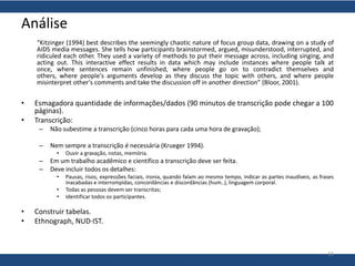 Kitzinger Method Grupo focal: metodologia qualitativa para pesquisas em Ciências Sociais ...