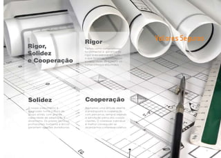 013
                                                                                Grupo Lena Angola




                                                                      Valores Seguros
                                  Rigor
Rigor,                            Temos como compromisso

Solidez                           fundamental a garantia do
                                  rigor e excelência em tudo

e Cooperação
                                  o que fazemos. Valorizamos
                                  a capacidade de cumprir os
                                  compromissos assumidos.




Solidez                           Cooperação
O nosso crescimento é             Adotamos uma atitude aberta
alicerçado numa cultura de        e predisposta à cooperação
grupo sólida, com grande          com parceiros, sempre visando
capacidade de adaptação e         a satisfação plena dos nossos
dinamismo. Os pilares técnicos,   clientes. O interesse individual
profissionais, humanos e éticos   é melhor conseguido se
garantem relações duradouras.     alcançarmos o interesse coletivo.
 