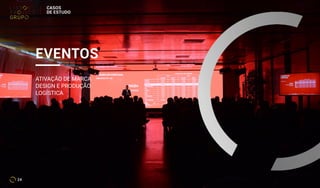 ATIVAÇÃO DE MARCA
DESIGN E PRODUÇÃO
LOGÍSTICA
EVENTOS
24
CASOS
DE ESTUDO
 
