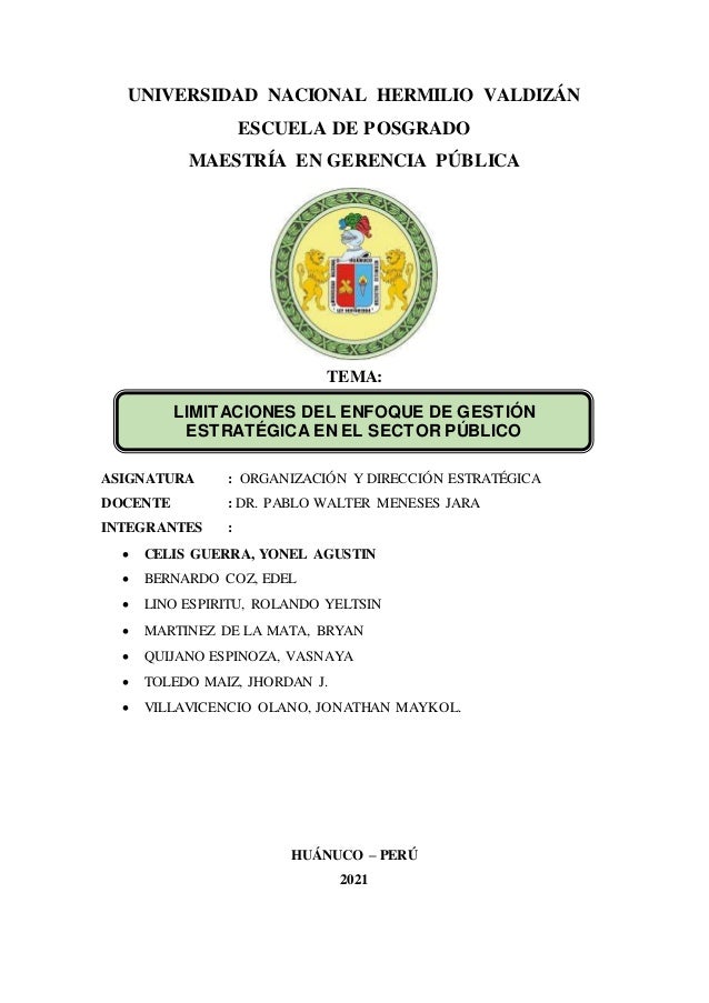 Grupo nº 03 limitaciones del enfoque de gestión estrategico en el sector público 2 grupo n 03 limitaciones del enfoque de gestin estrategico en el sector pblico 1 638