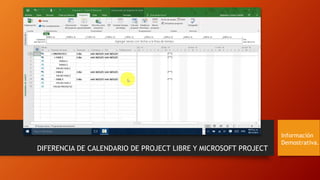 DIFERENCIA DE CALENDARIO DE PROJECT LIBRE Y MICROSOFT PROJECT
Información
Demostrativa.
 