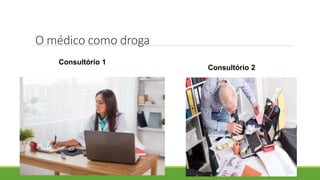 O médico como droga
Consultório 1
Consultório 2
 