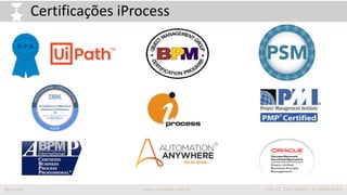 iprocess www.iprocess.com.br +55 51 3211.4036 / 11 4063.6263
Certificações iProcess
 