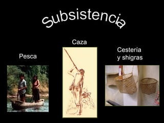 Subsistencia Pesca Cestería y shigras Caza 