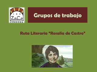 Grupos de trabajo

Ruta Literaria “Rosalía de Castro”
 