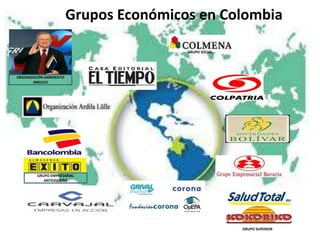 Grupos Económicos en Colombia

                                         GRUPO SOCIAL




ORGANIZACIÓN SARMIENTO
       ANGULO




         GRUPO EMPRESARIAL
            ANTIOQUEÑO




                                                        GRUPO SUPERIOR
 