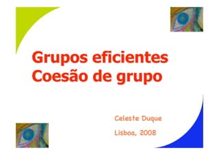 Grupos eficientes
Coesão de grupo

          Celeste Duque
          Lisboa, 2008
 