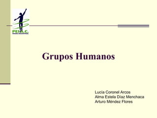 Grupos Humanos Lucía Coronel Arcos Alma Estela Díaz Menchaca Arturo Méndez Flores 