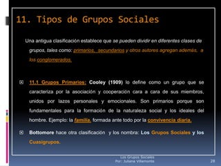 11. Tipos de Grupos Sociales

    Una antigua clasificación establece que se pueden dividir en diferentes clases de
     g...