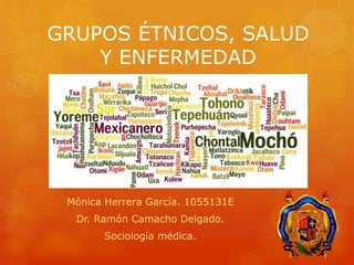 GRUPOS ÉTNICOS, SALUD
Y ENFERMEDAD
Mónica Herrera García. 1055131E
Dr. Ramón Camacho Delgado.
Sociología médica.
 