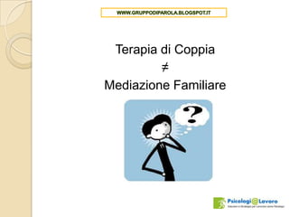 Terapia di Coppia
         ≠
Mediazione Familiare
 