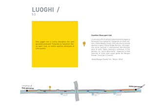 LUOGHI  /
5.3

Canottieri Olona sport club

Fare joggin non è l’unica disciplina che sarà
possibile praticare! Troverete la Canottieri Olona sport club, un centro sportivo attrezzato di
tutto quanto.

1

La struttura offre le attività tradizionalmente legate al
benessere fisico (palestra). Inaugurato un nuovo settore: l’Olona Beauty-Center. Oltre alla storica società
sportiva vi opera l’Olona Bridge Burraco, che organizza tornei nazionali e internazionali dell’omonimo
gioco di carte. Ospita meeting e conferenze. A fine
gennaio, nei “giorni della merla”, organizza la sfida
invernale di nuoto nelle acque gelide del Naviglio
Grande “Cento per il Cimento”.
Alzaia Naviglio Grande 144 - Milano 20142

1

viale Cassala

canottieri /
fine percorso

alzaia naviglio grande
via Lodovico il Moro
Lod. il Moro
Pestalozzi

inizio percorso
alzaia naviglio grande

via Lodovico il Moro
Ripa ticinese
d’Adda

Naviglio grande

Ripa ticinese
Lombardini

Ripa di Porta Ticinese

 