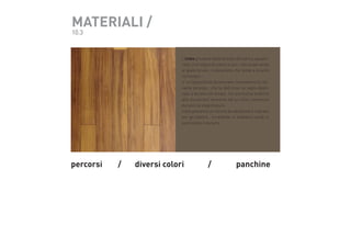 MATERIALI /
10.3

L’iroko proviene dalle foreste dell’africa equatoriale, è un legno di colore scuro , che va dal verde
al giallo bruno , colorazione che tende a scurire
col tempo .
e’ un legno facile da lavorare, nonostante la rilevante durezza , che fa dell’iroso un legno destinato a durare nel tempo . ha una buona stabilità
alle escursioni termiche ed un ritiro contenuto
durante la stagionatura.
iroko presenta un’ottima durabilità ed è indicato
per gli esterni , eccellente in ambienti umidi in
particolare il durame.

percorsi 	

/	   diversi colori 	 	

/	 	

panchine

 