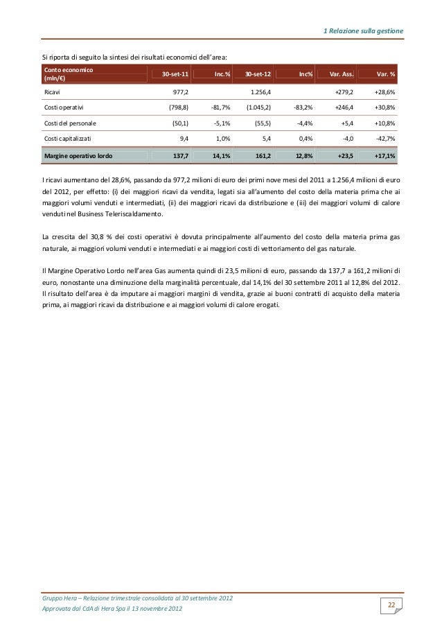 Gruppo Hera - Relazione trimestrale al 30 settembre 2012