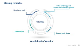 Closing remarks
09GRUPPOHERA
Outperforming
Estenergy
Phase 2 of Covid 19
Financial soundness
Q1 2020
A solid set of results
Results on track
1H 2020
Strong cash flows
In H2 EstEnergy will
continue to underpin growth
Deleveraging
 