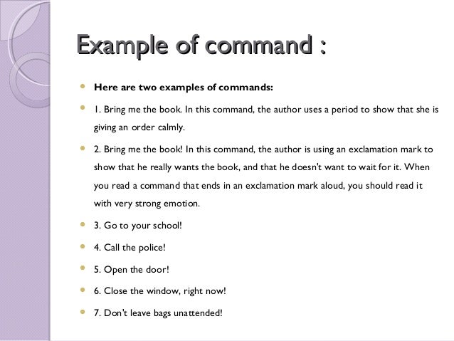 and example 5 request of command & commad request