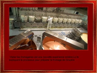Visiter les fromageries est une nouvelle expérience entière.La ils expliquent le processus pour préparer le fromage de Gruyère 