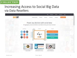 Increasing Access to Social Big Data
via Data Resellers
Anatoliy Gruzd 7
COLLECTION
Twitter: @gruzd
 