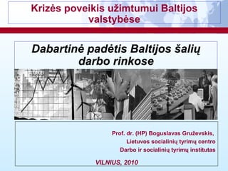 Prof. dr. (HP) Boguslavas Gruževskis,
Lietuvos socialinių tyrimų centro
Darbo ir socialinių tyrimų institutas
VILNIUS, 2010
Dabartinė padėtis Baltijos šalių
darbo rinkose
Krizės poveikis užimtumui Baltijos
valstybėse
 