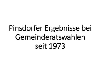 Pinsdorfer Ergebnisse bei
Gemeinderatswahlen
seit 1973
 