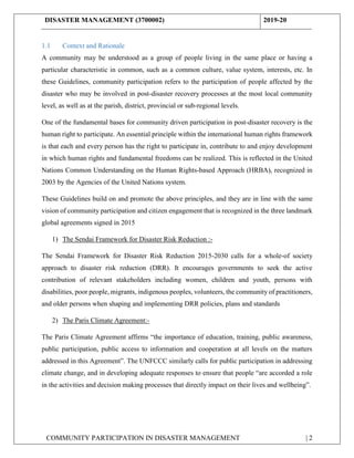 COMMUNITY PARTICIPATION IN DISASTER MANAGEMENT | PDF