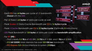 GCN MEMORY

INFORMATION
BANDWIDTH

‒ Each CU has 64 bytes per cycle of L1 bandwidth
‒ Shared with the GDS

‒ Per L2 there’...
