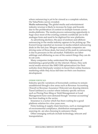 Media outsourcing:




      2010 GLOBAL SERVICES 100 STUDY
 