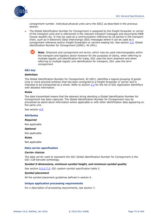 Unique Consignment Reference GS1 General Specifications version 16 | PDF