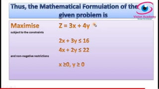 Mathematical formulation of linear programming 