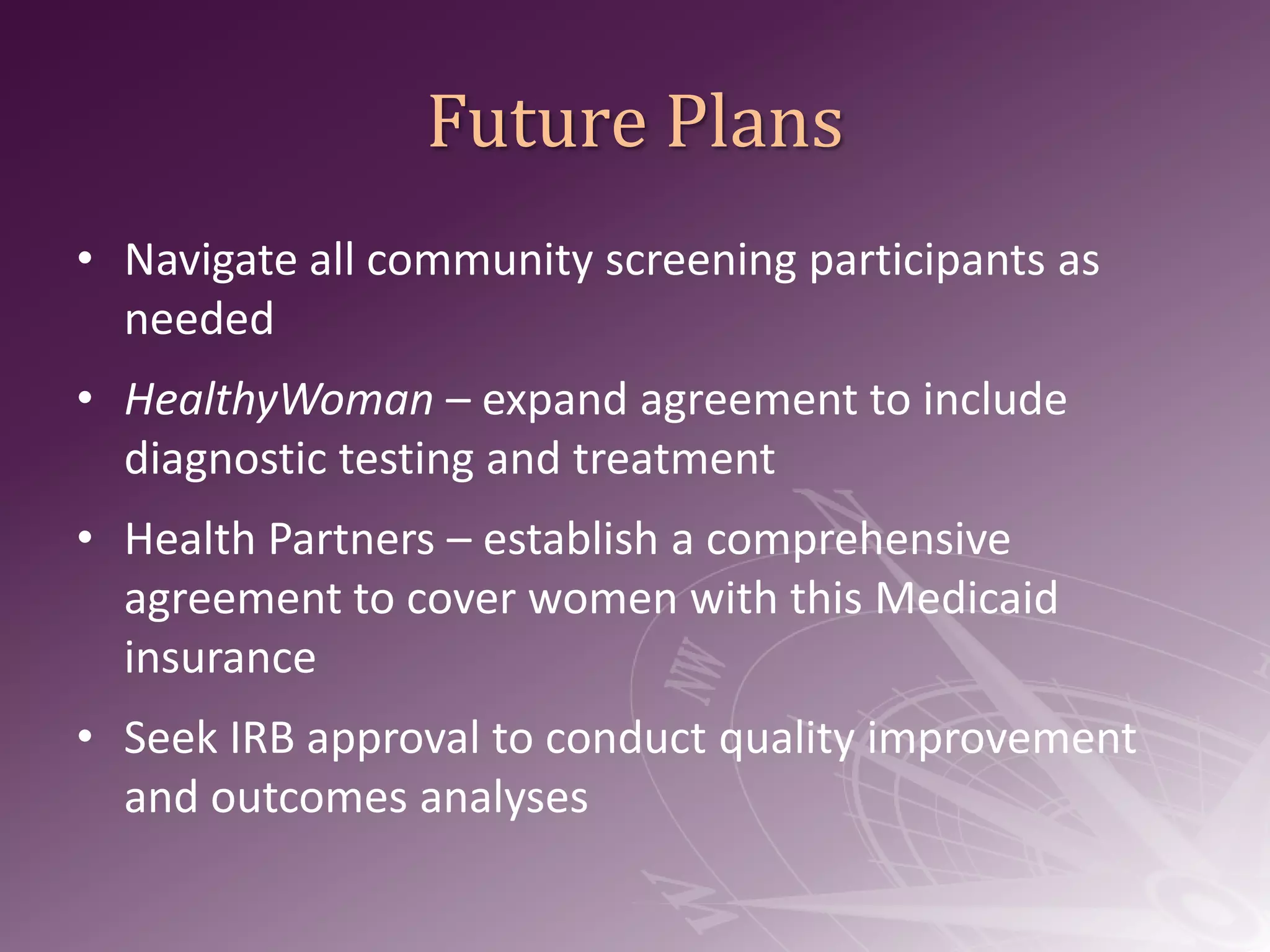 Appointment falling out of 7 day window (Strategic Goal)Community ScreeningDemographics