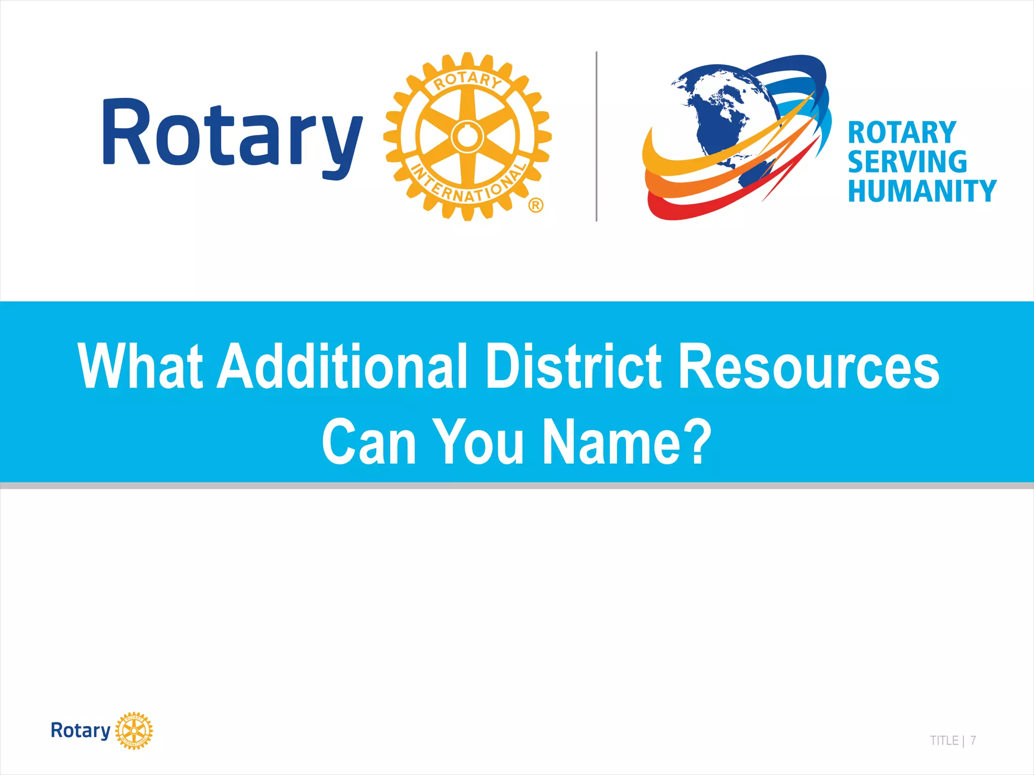 TITLE | 7
What Additional District Resources
Can You Name?
 
