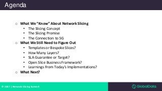© 2017 | Network Slicing Summit
Agenda
o What We “Know” About Network Slicing
• The Slicing Concept
• The Slicing Promise
...