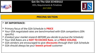 Get On The GSA Schedule: EO's, Requirements & Timelines | PPTX