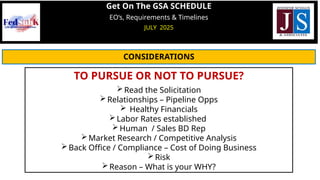 Get On The GSA Schedule: EO's, Requirements & Timelines | PPTX