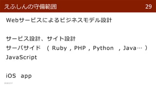 Web`ӥˤӥͥǥOӋ
`ӥOӋOӋ
`Х ( Ruby , PHP , Python , Java 
JavaScript
iOS app
2018/2/17
29դ؂习
 